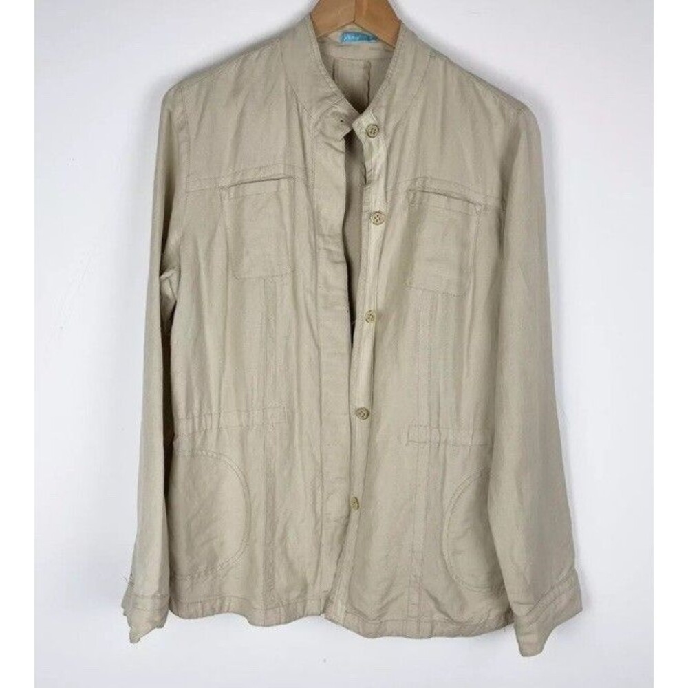 J.Mclaughlin Skye Jacket Women's Linen Blend Beige Small Shirt Jacket